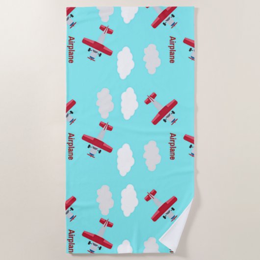 Serviette De Plage Motif d'avion en bleu (Devant)