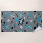 Serviette De Plage Motif d'avions gris bleu personnalisé (Devant)
