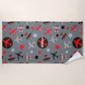 Serviette De Plage Motif d'avions Red Grey personnalisé (Devant)