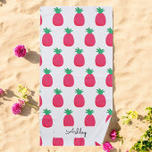 Serviette De Plage Motif de ananas rose chic blanc