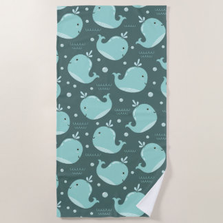 Serviette De Plage Motif de baleine mignonne sur les enfants Bleus Tu