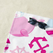 Serviette De Plage Motif De Baleines, Baleines Roses, Votre Nom (En situation)
