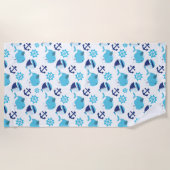 Serviette De Plage Motif De Baleines, Beaux Baleines, Baleines Bleues (Devant)