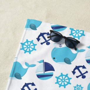 Serviette De Plage Motif De Baleines, Beaux Baleines, Baleines Bleues