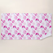 Serviette De Plage Motif De Baleines, Beaux Baleines, Baleines Roses (Devant)