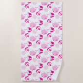 Serviette De Plage Motif De Baleines, Beaux Baleines, Baleines Roses (Devant)