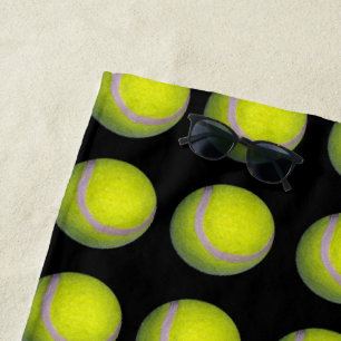 Serviette De Plage Motif de balle de tennis noir jaune,