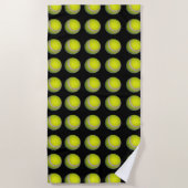 Serviette De Plage Motif de balle de tennis noir jaune, (Devant)