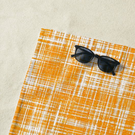 Serviette De Plage Motif de bande moderne orange jaune (En situation)