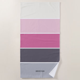 Serviette De Plage Motif de bandes chic personnalisé