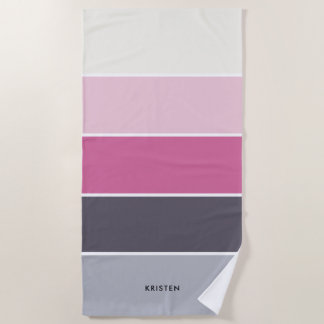 Serviette De Plage Motif de bandes chic personnalisé