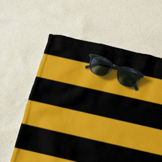 Serviette De Plage Motif de bandes jaunes noires {choisissez votre co