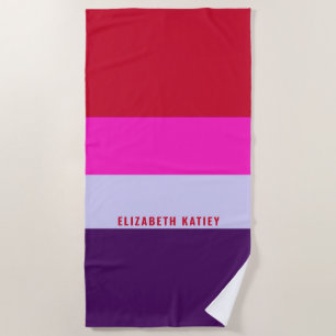 Serviette De Plage Motif de bandes rouge, rose et violet
