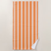 Serviette De Plage Motif de bandes verticales blanches orange (Devant)