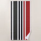 Serviette De Plage Motif de bandes verticales gris-noir rouge (Devant)