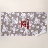 Serviette De Plage motif de baseball softball personnalisé (Devant)