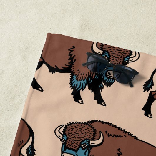 Serviette De Plage Motif de bison de Buffalo (En situation)