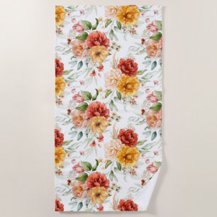 Serviette De Plage Motif de bouquet de fleurs Red Peony