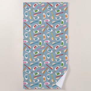 Serviette De Plage Motif de brosse à dents et de pâte dentifrice