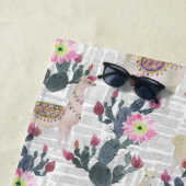 Serviette De Plage Motif de cactus d'aquarelle (En situation)