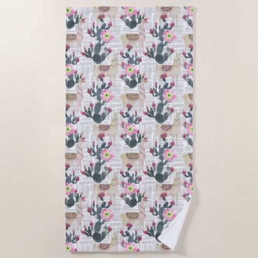 Serviette De Plage Motif de cactus d'aquarelle (Devant)