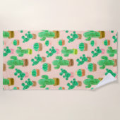 Serviette De Plage Motif de cactus pointillés (Devant)