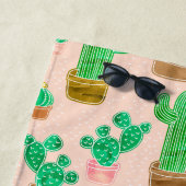 Serviette De Plage Motif de cactus pointillés (En situation)