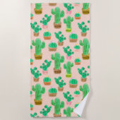 Serviette De Plage Motif de cactus pointillés (Devant)
