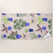 Serviette De Plage Motif de cactus rose (Devant)