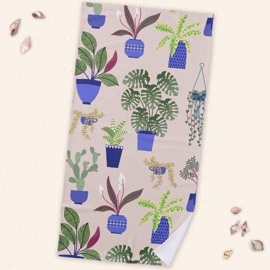 Serviette De Plage Motif de cactus rose