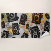 Serviette De Plage Motif de caméra Vintage voyage (Devant)