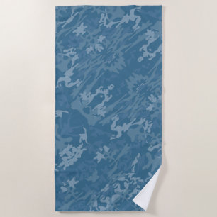 Serviette De Plage Motif de camouflage bleu