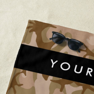 Serviette De Plage Motif de camouflage du désert, Votre nom, Personna