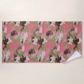 Serviette De Plage Motif de Camouflage militaire vert rose amusant (Devant)