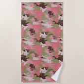 Serviette De Plage Motif de Camouflage militaire vert rose amusant (Devant)