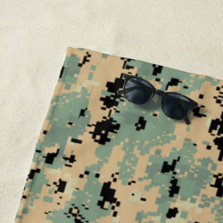 Serviette De Plage Motif de camouflage numérique Tan-Vert LG