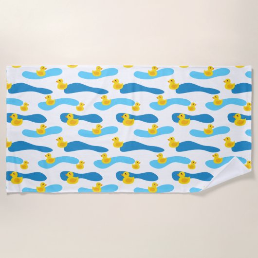 Serviette De Plage Motif de canard en caoutchouc jaune (Devant)