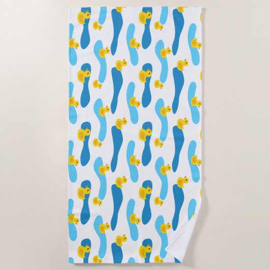 Serviette De Plage Motif de canard en caoutchouc jaune (Devant)