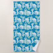 Serviette De Plage Motif de caractères bleu Weasel & Baboon (Devant)