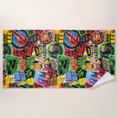 Serviette De Plage Motif de caractères superhéros miraculeux (Devant)