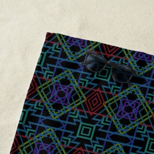 Serviette De Plage Motif de carrelage symétrique du Sud-Ouest en lign