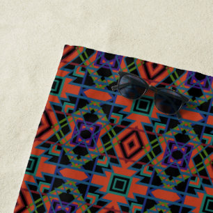 Serviette De Plage Motif de carrelage symétrique du Sud-Ouest en lign