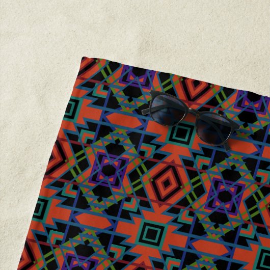 Serviette De Plage Motif de carrelage symétrique du Sud-Ouest en lign (En situation)