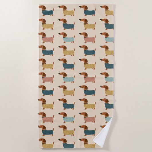 Serviette De Plage Motif de chandail confortable pour teckel (Devant)