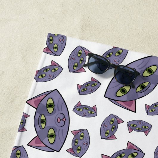 Serviette De Plage Motif de chat Alien (En situation)