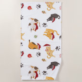 Serviette De Plage Motif de chat de vacances mignon (Devant)