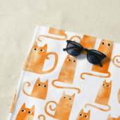 Serviette De Plage Motif de chat orange (En situation)