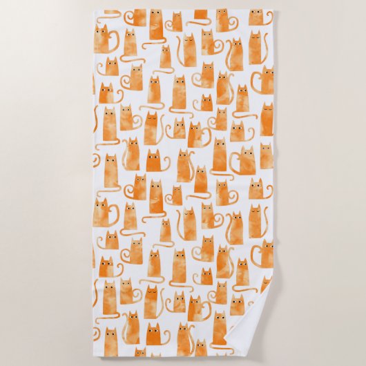 Serviette De Plage Motif de chat orange (Devant)