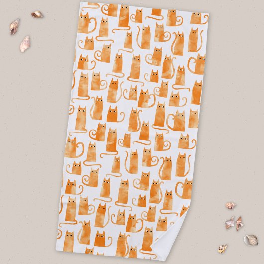 Serviette De Plage Motif de chat orange