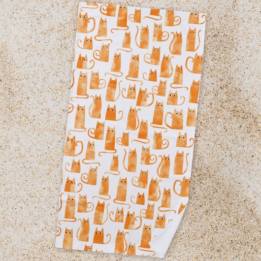 Serviette De Plage Motif de chat orange